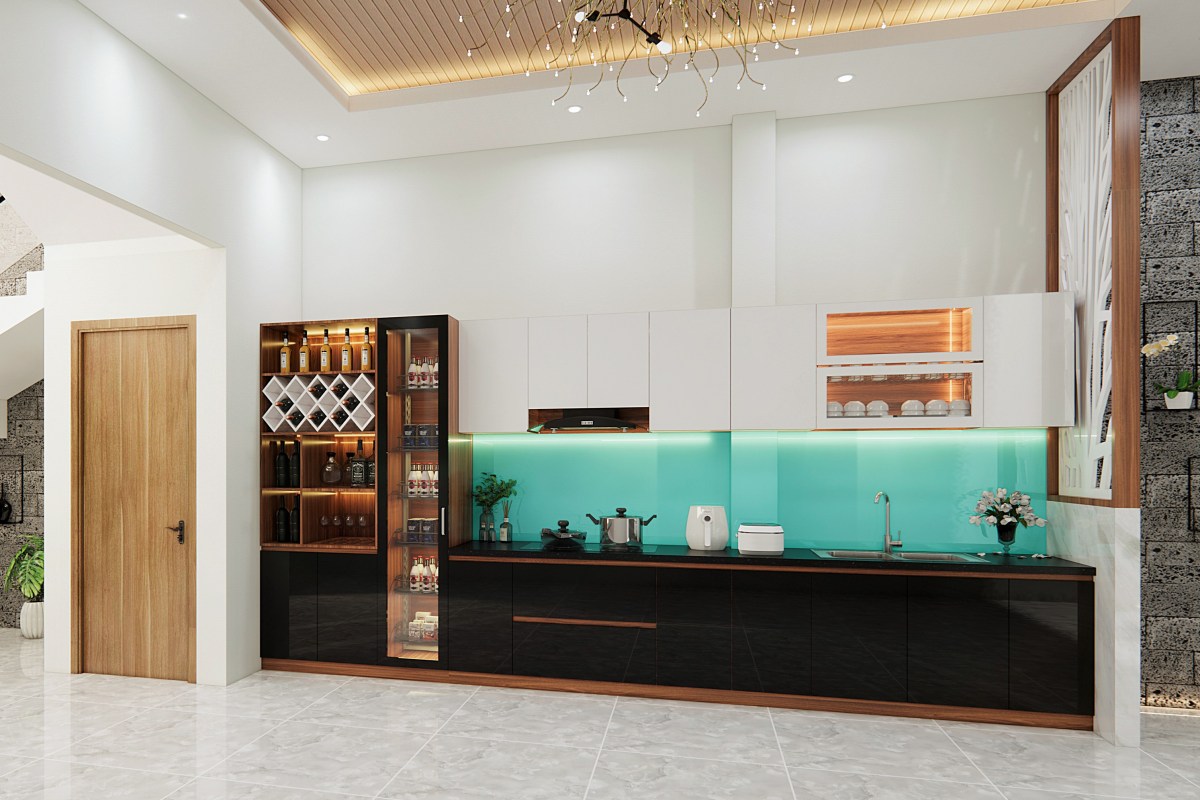Tủ bếp gỗ MDF phủ Acrylic Noline BLT21016