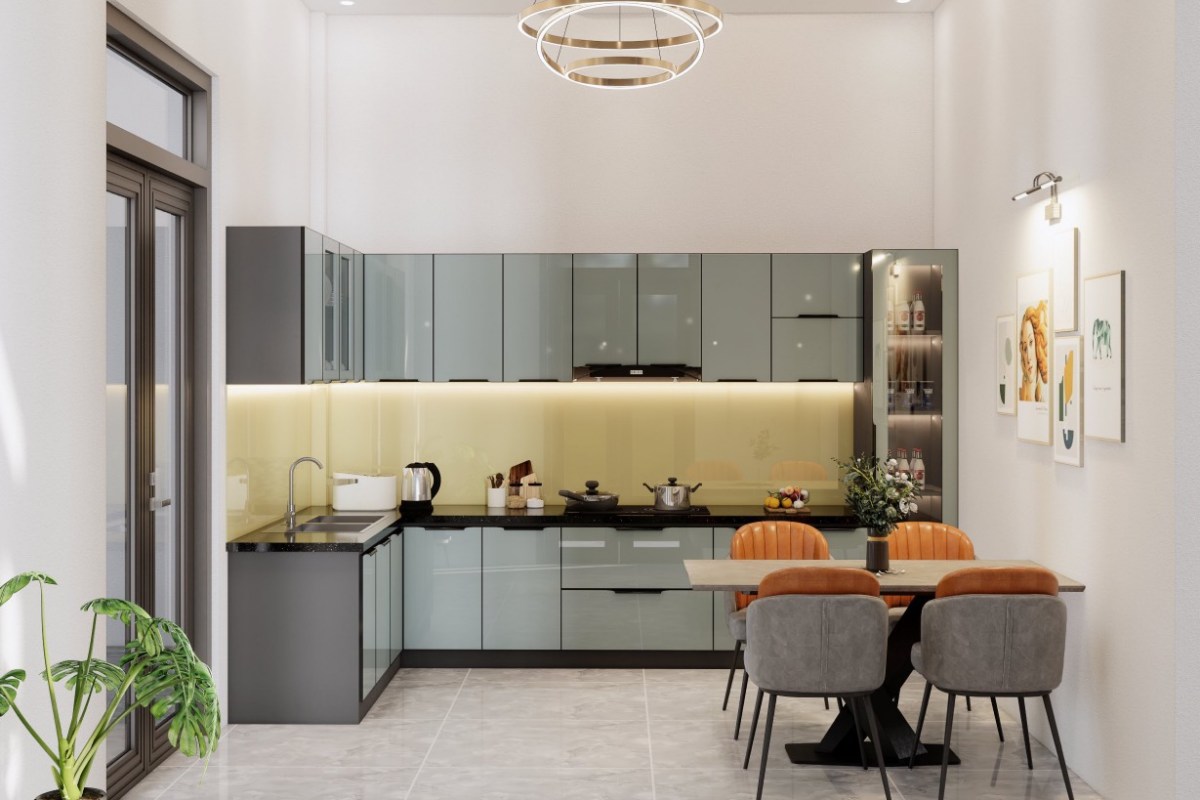 Tủ bếp cánh kính cường lực BLT3104